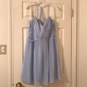 David’s Bridal Ice Blue Chiffon Strappy Dress